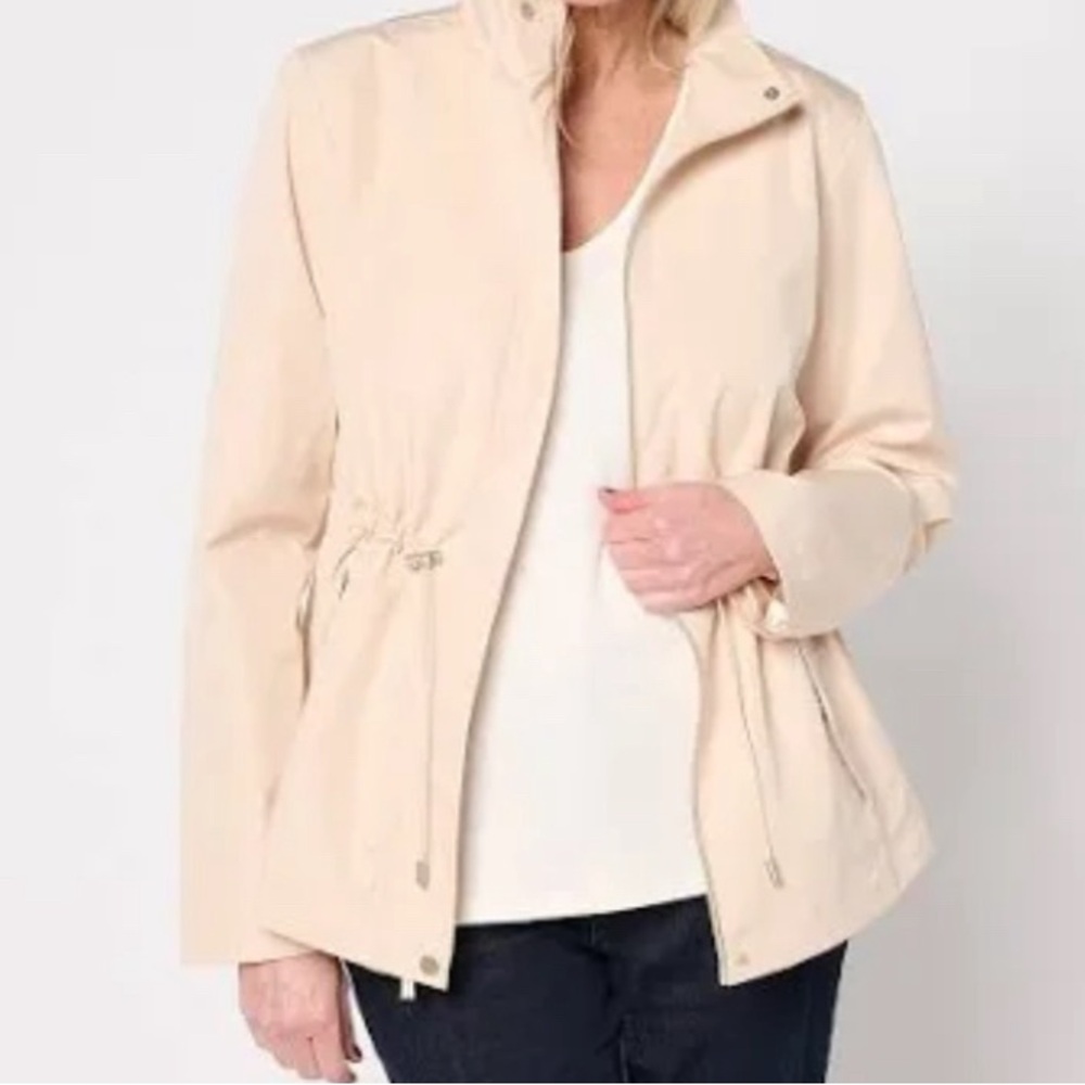 New Susan Graver Water Resistant Anorak Jacket Beige size XL